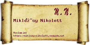 Miklósy Nikolett névjegykártya